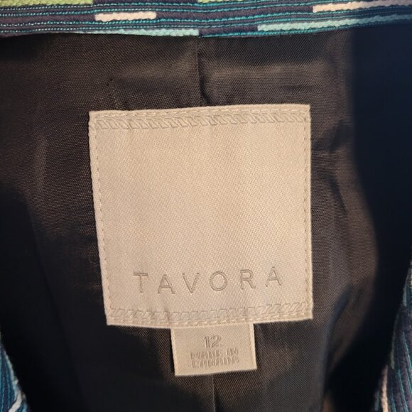 Tavora Cottonn Linen Blend Textured Blazer Jacket Women’s 12 Blue Green - Picture 5 of 5